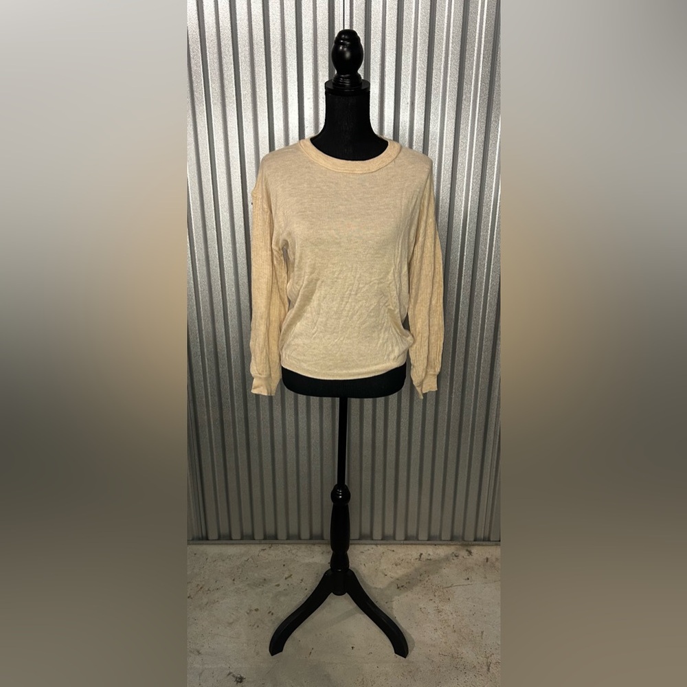 Women’s Magaschoni Tan Designer Long Sleeve Scoop Neck Sweater Cashmere Small - Picture 1 of 3